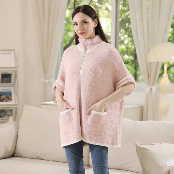 P/S Women's Solid Color Luxury Soft Zipper Jacket·Wrap·Shawl·Ponchos·ComfyLuxe - Picture 8 of 8